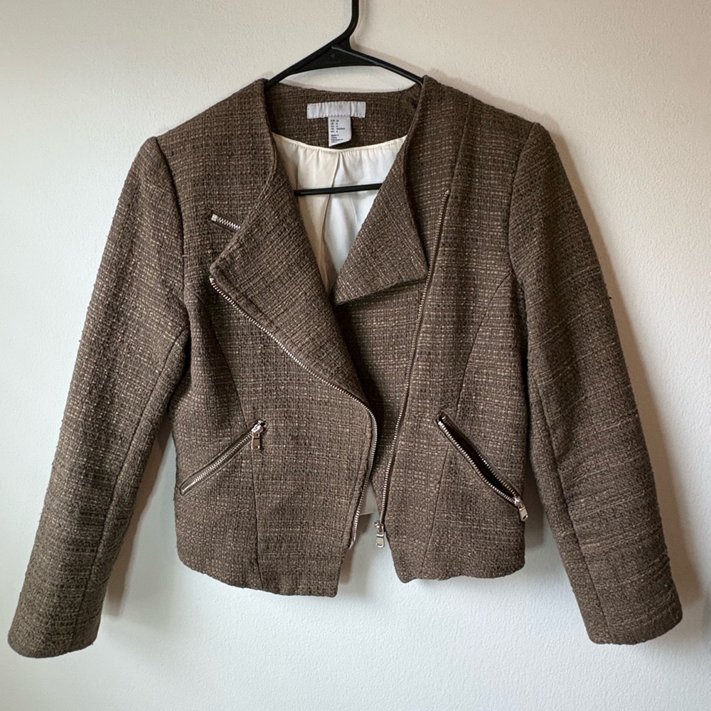 Women's Dark Olive Green/Brown Tweed Jacket